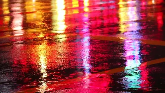 下雨天, 雨, 夜晚, 夏天, 丰富多彩的, 反射, 湿的