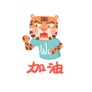 虎年卡通可爱表情wawu虎加油