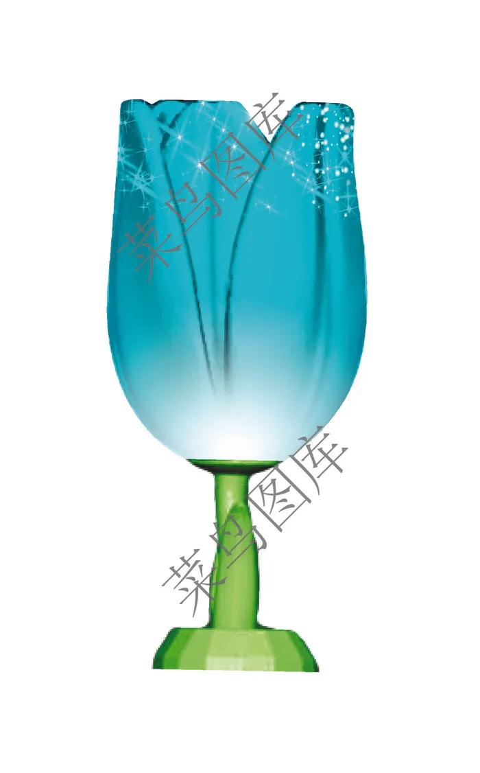 高脚杯状蓝色花朵ai矢量模版下载