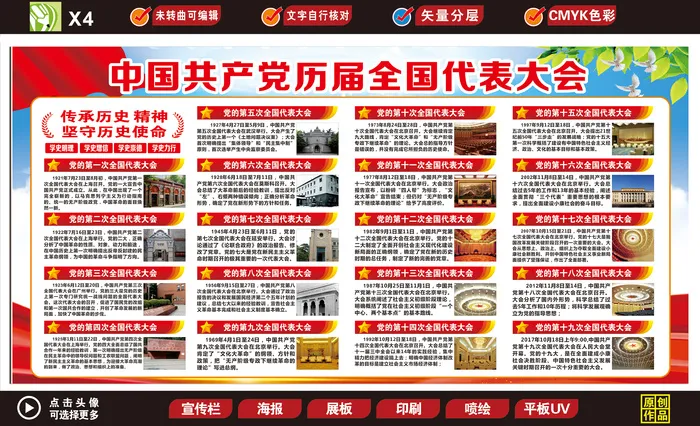 历届全国代表大会海报cdr矢量模版下载