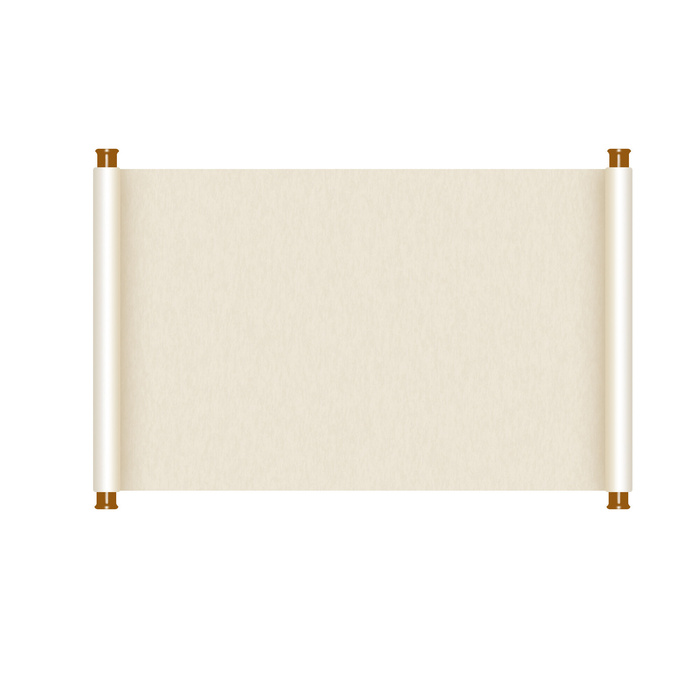 复古中国风卷轴元素手绘画轴文本标题框PSDAI素材模板png免扣图