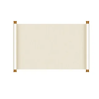 复古中国风卷轴元素手绘画轴文本标题框PSDAI素材模板png免扣图