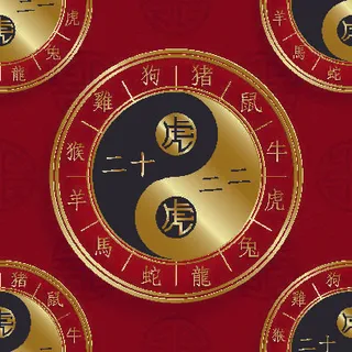 春节新年中国风虎年老虎元素平铺背景大图插画AI矢量设计素材