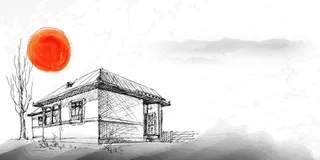 中国风传统水墨古风古典展板边框工笔画PS海报背景平面广告Ai设计素材