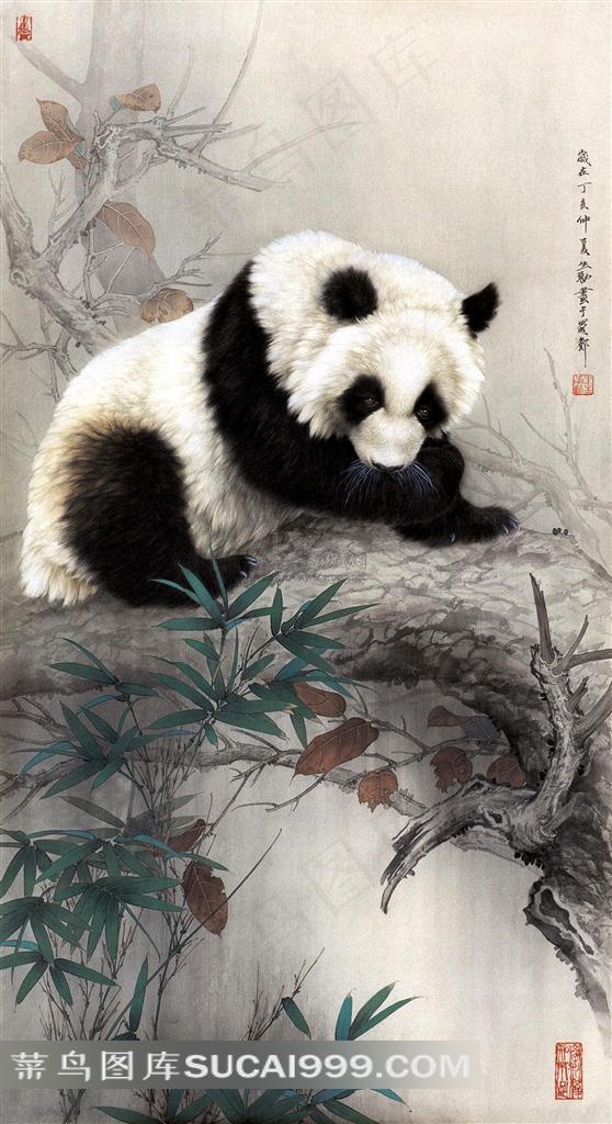 高清工笔熊猫图片