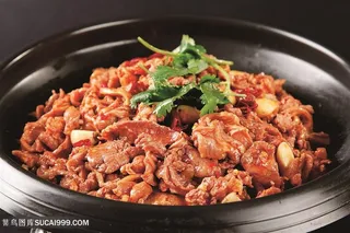 中华美食干锅黑山羊摄影图