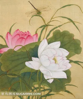 荷花蜻蜓绘画图片 荷花蜻蜓绘画图片