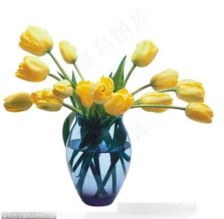 节日饰品-花瓶中的黄色郁金香