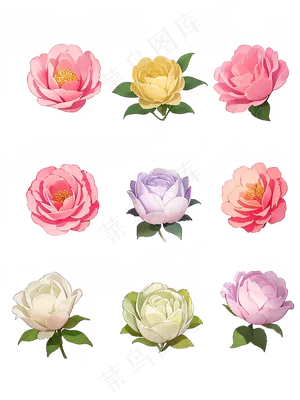 红色 粉色 手绘 免抠 PNG 玫瑰 花 素材6
