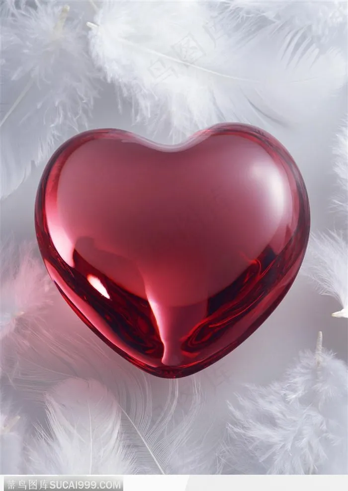 礼物饰品-羽毛上的水晶心形