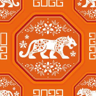 春节新年中国风虎年老虎元素平铺背景大图插画AI矢量设计素材