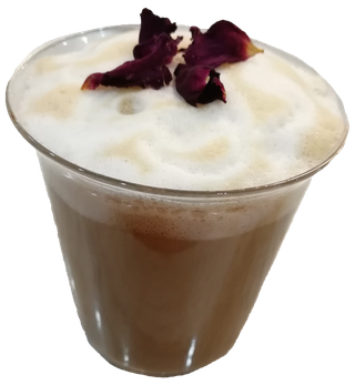 牛奶绵云拿铁玫瑰点缀花式咖啡免抠实拍摄影元素素材