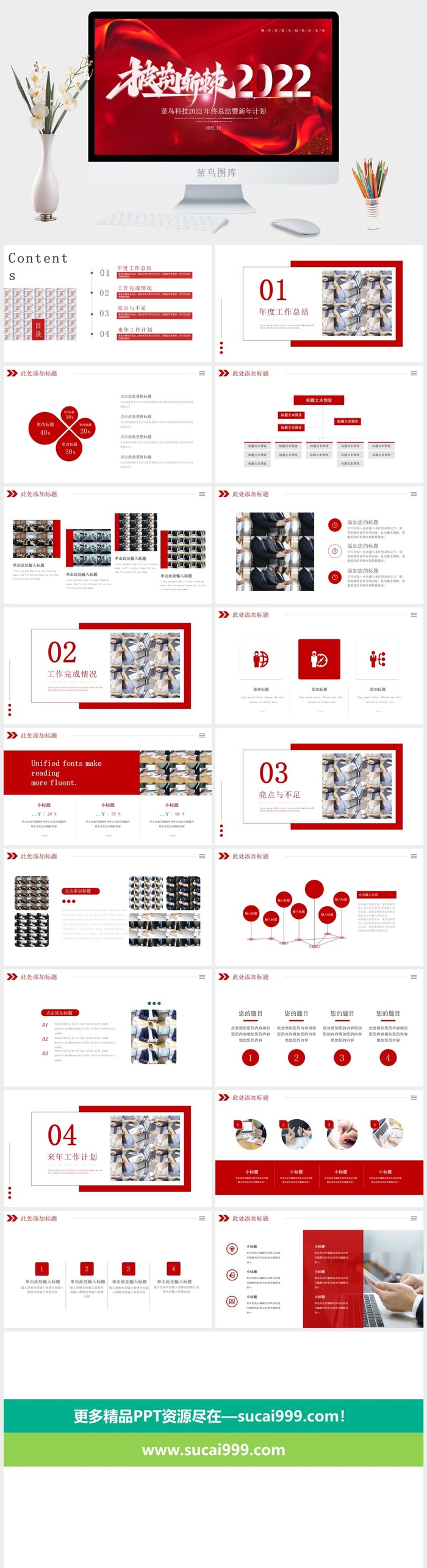 虎年新年年终工作总结PPT