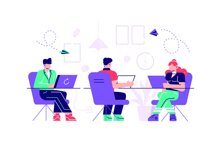 扁平化人物场景办公互联网等距ai矢量设计网页海报UI素材插画