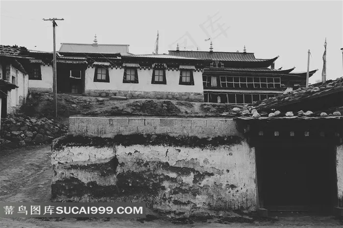 甘南格尔底寺黑白老照片