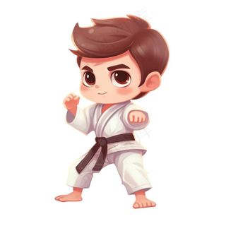 跆拳道男孩插画免抠