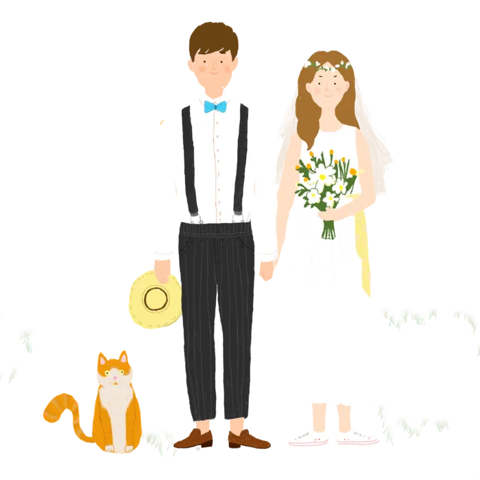 婚纱卡通人物婚礼白纱结婚婚纱摄影手绘