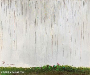 吴冠中手绘草地装饰画