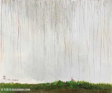 吴冠中手绘草地装饰画