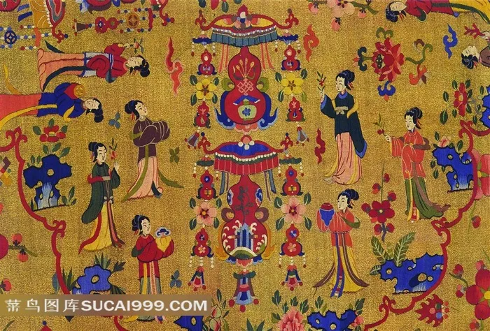 精美仕女画刺绣素材