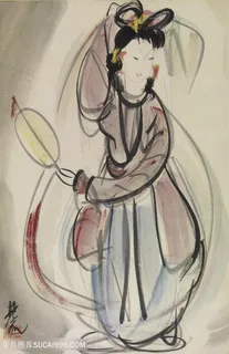 林风眠手绘唯美美女水彩装饰画