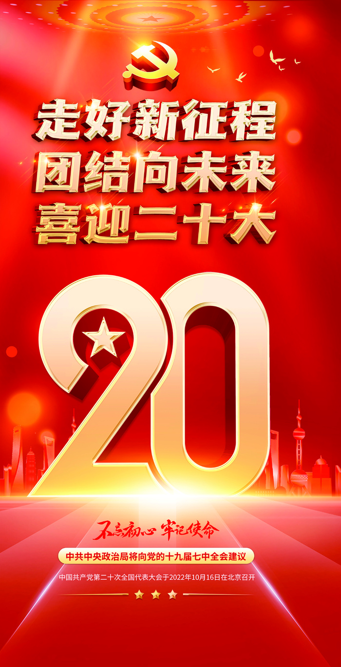 团结新未来喜迎20大灯杆广告psd模版下载