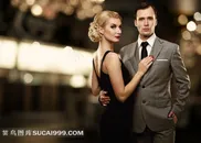 晚礼服美女与绅士男人摄影高清图片