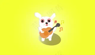 弹吉他的卡通小狗图片