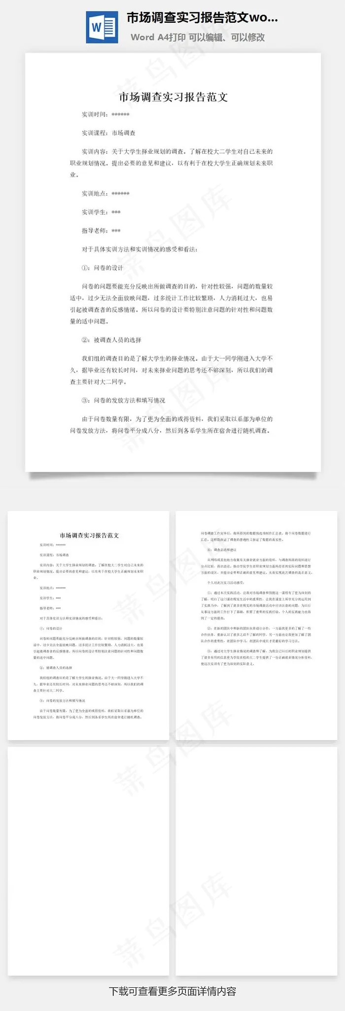 市场调查实习报告范文word文档
