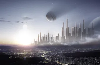 星空城市背景图片