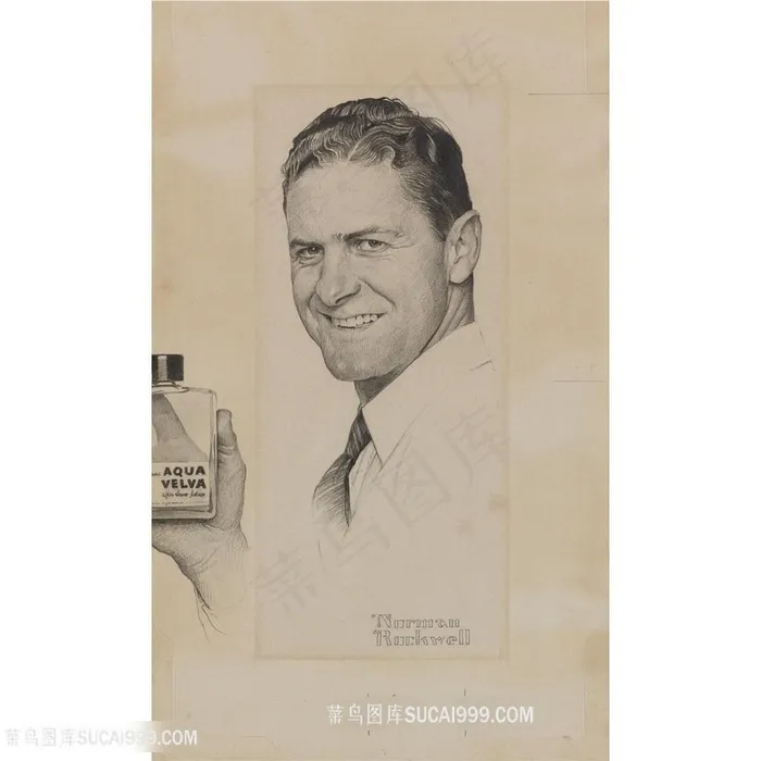 诺曼 · 洛克威尔素描男士香水装饰画