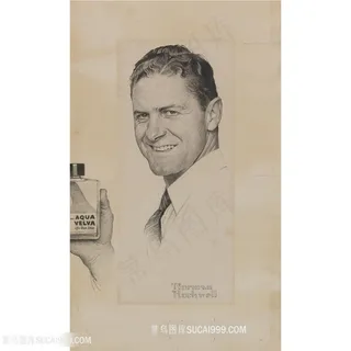 诺曼 · 洛克威尔素描男士香水装饰画 诺曼 · 洛克威尔素描男士香水装饰画