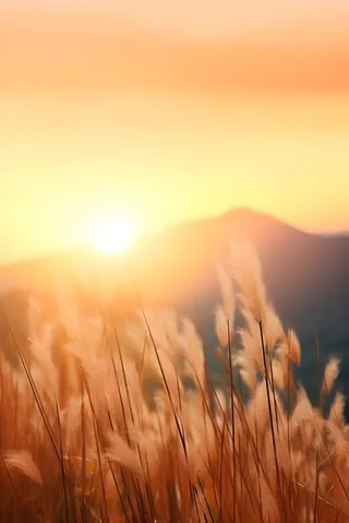 落日夕阳美景山脉摄影