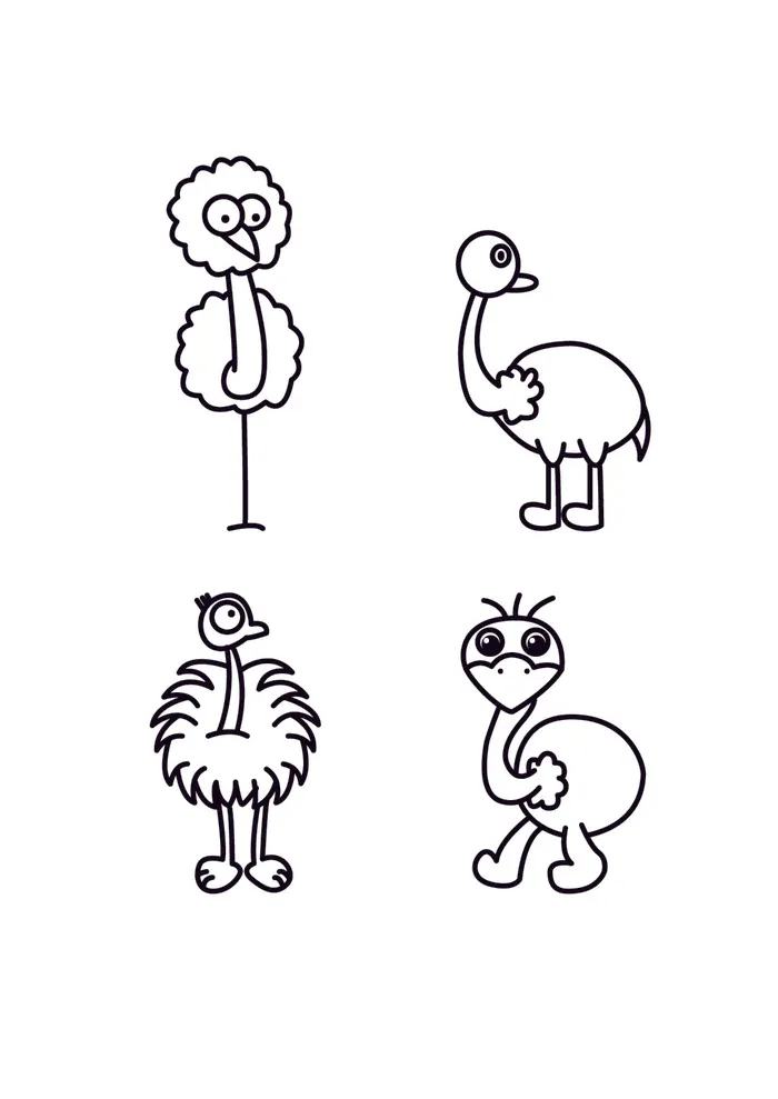 手绘简笔鸵鸟ai矢量模版下载