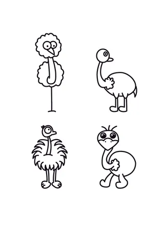 手绘简笔鸵鸟