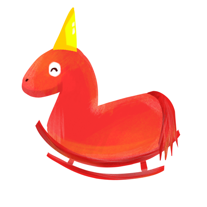 木马玩具剪贴画儿童节幼儿园插画