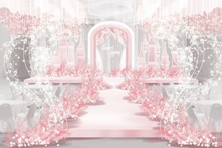梦幻唯美粉色系城堡婚礼效果图
