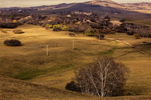 金秋乌兰布统迷人的美景素材