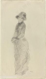 奥古斯特・雷诺阿，年轻女子素描装饰画