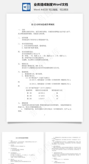 业务提成制度Word文档
