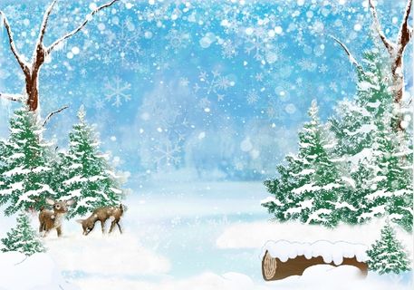 圣诞节蓝天白色风景背景墙