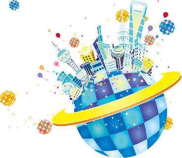 创意卡通彩色上海城市地球 创意卡通彩色上海城市地球