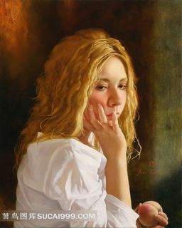 俄罗斯艺术家Arsen Kurbanov 油画作品--少女人物肖像