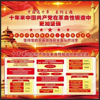 中国这十年党的领导从严治党党建宣传栏版面