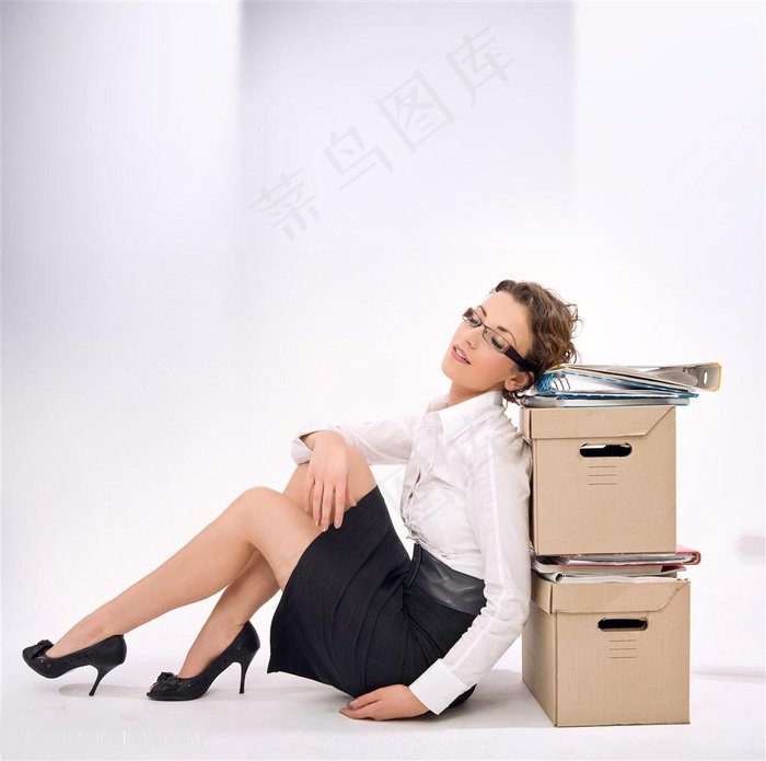 商务女士疲劳表情图片