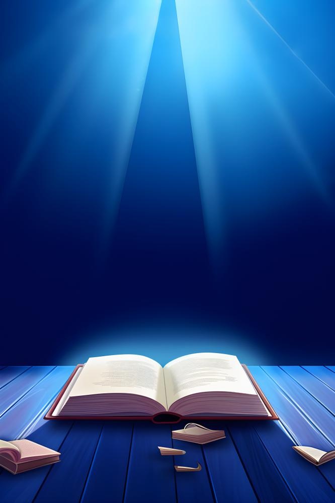 简约蓝色灯书籍扁平背景