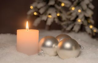 圣诞节圣诞蜡烛装饰元素静物特写场景(168)