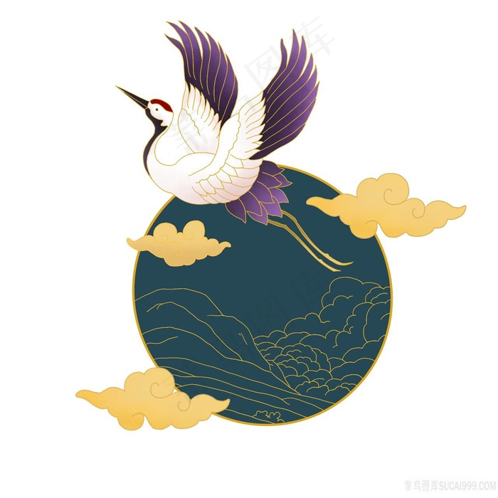 中国风仙鹤插画