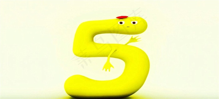 卡通彩色数字五