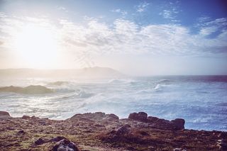 海海滩波阳光地平线海浪海景